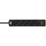 Brennenstuhl Ecolor 4-voudige stekkerdoos met 2 USB-laadaansluitingen stekkerdoos Wit/zwart, 2x USB-C