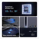 UGREEN NASync DH4300 Plus Grijs, 1x 2,5GbE, HDMI, USB-C