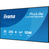 iiyama ProLite LH7575UHS-B2AG 75" 4K Ultra HD Public Display Zwart (mat), 3x HDMI | 1x DisplayPort | LAN | WiFi | 24/7
