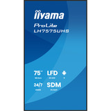 iiyama ProLite LH7575UHS-B2AG 75" 4K Ultra HD Public Display Zwart (mat), 3x HDMI | 1x DisplayPort | LAN | WiFi | 24/7