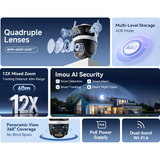 Imou Cruiser Pano Z Quadruple-lens zoom camera bundel Wit, 2 stuks, 4MP+4MP+5MPx2, PoE