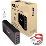Club 3D 111W Power Delivery oplader Zwart, 1x USB-C, 4x USB-A