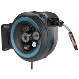 GARDENA 40 m Wand-slangenbox Powerroll XXL slanghaspel Grijs/turquoise, 40 meter, Accu en oplader inbegrepen, POWER FOR ALL ALLIANCE