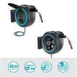 GARDENA 40 m Wand-slangenbox Powerroll XXL slanghaspel Grijs/turquoise, 40 meter, Accu en oplader inbegrepen, POWER FOR ALL ALLIANCE