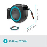 GARDENA 40 m Wand-slangenbox Powerroll XXL slanghaspel Grijs/turquoise, 40 meter, Accu en oplader inbegrepen, POWER FOR ALL ALLIANCE