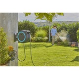 GARDENA 40 m Wand-slangenbox Powerroll XXL slanghaspel Grijs/turquoise, 40 meter, Accu en oplader inbegrepen, POWER FOR ALL ALLIANCE
