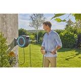 GARDENA 40 m Wand-slangenbox Powerroll XXL slanghaspel Grijs/turquoise, 40 meter, Accu en oplader inbegrepen, POWER FOR ALL ALLIANCE