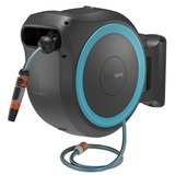 GARDENA 40 m Wand-slangenbox Powerroll XXL slanghaspel Grijs/turquoise, 40 meter, Accu en oplader inbegrepen, POWER FOR ALL ALLIANCE