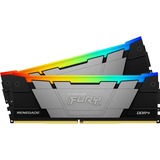 Kingston 32 GB DDR4-3200 Kit werkgeheugen Zwart, KF432C16RB12AK2/32, Renegade RGB, XMP