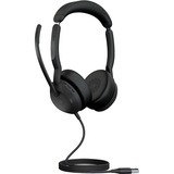 Jabra Evolve2 50, MS on-ear headset Zwart, Stereo, USB-A, gecertificeerd voor Microsoft Teams