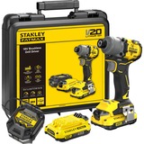 Stanley V20 18V borstelloze slagschroevendraaier Geel/zwart, Koffer, 2 accu's en oplader inbegrepen