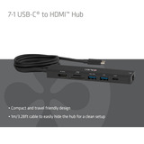 Club 3D CSV-2555 7-1 USB-C naar HDMI Hub Zwart, 4K60Hz, PD3.1 140W, USB-A, USB-C, LAN, MicroSD