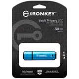 Kingston IronKey Vault Privacy 50 32 GB usb-stick Lichtblauw/zwart, USB-C 3.2 Gen 1