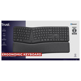 Trust Keyra Ergonomisch draadloos toetsenbord Zwart, US lay-out, Bluetooth/2.4 GHz USB