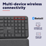 Trust Keyra Ergonomisch draadloos toetsenbord Zwart, US lay-out, Bluetooth/2.4 GHz USB