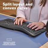 Trust Keyra Ergonomisch draadloos toetsenbord Zwart, US lay-out, Bluetooth/2.4 GHz USB