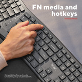 Trust Keyra Ergonomisch draadloos toetsenbord Zwart, US lay-out, Bluetooth/2.4 GHz USB