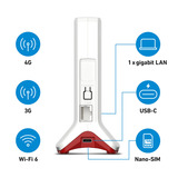 FRITZ! Box 6825 4G Edition International wlan lte router Wit/rood, Mesh Wi-Fi, 4G/3G