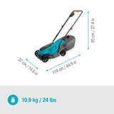 GARDENA Grasmaaier EasyMax 32/18V Turquoise/grijs, Accu en lader niet inbegrepen