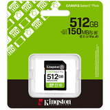 Kingston Canvas Select Plus 512 GB SDXC geheugenkaart UHS-I U3, Class 10, V30