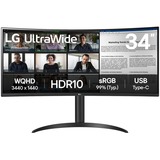 LG UltraWide 34WR50QK-B 34" curved monitor Zwart, 2x HDMI, DisplayPort