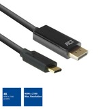 ACT Connectivity USB-C naar DisplayPort kabel Zwart, 2 meter, AC7325, 60Hz 4K (2160p)