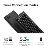 Keychron V1 Ultra 8K Wireless Custom Mechanical Keyboard Zwart, US lay-out (QWERTY), Keychron Silk POM Brown, 75%, RGB, Hot swap, 2.4 GHz | Bluetooth 5.3 | USB-C