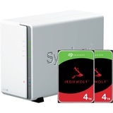 Synology DiskStation DS223j incl. 2x Seagate IronWolf 4 TB harde schijf nas Wit, 2x USB 3.2 Gen 1