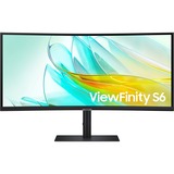 Samsung ViewFinity S6 S65UC 34" Curved UltraWide monitor Zwart, HDMI, DisplayPort, Sound, RJ-45, USB-C