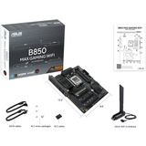 ASUS B850 MAX GAMING WIFI socket AM5 moederbord RAID, 2.5Gb-LAN, Wi-Fi 6E, BT, Sound, ATX