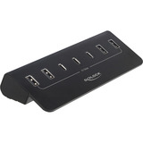 DeLOCK USB-C 10 Gbps Hub usb-hub Zwart, 3x USB-C 3.2 (10 Gbit/s), 4x USB-A 3.2 (10 Gbit/s)