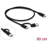 DeLOCK USB-C 10 Gbps Hub usb-hub Zwart, 3x USB-C 3.2 (10 Gbit/s), 4x USB-A 3.2 (10 Gbit/s)