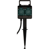 Brennenstuhl Tuincontactdoos met aardspies 1154430 2-voudige stekkerdoos Zwart, 2x stekker, 1,4 meter, IP44