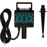 Brennenstuhl Tuincontactdoos met aardspies 1154430 2-voudige stekkerdoos Zwart, 2x stekker, 1,4 meter, IP44