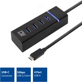 ACT Connectivity USB-C Hub 3.2 met 4 USB-A poorten usb-hub Zwart