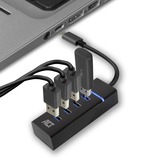 ACT Connectivity USB-C Hub 3.2 met 4 USB-A poorten usb-hub Zwart