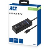 ACT Connectivity USB-C Hub 3.2 met 4 USB-A poorten usb-hub Zwart