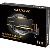 ADATA LEGEND 960 MAX 1 TB SSD Donkergrijs/goud, PCIe 4.0 x4, NVMe 1.4, M.2 2280