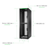 APC NetShelter SX AR3200B2, Colocation, 2 x 20U server rack Zwart/groen, 600B x 1070D mm, met zijpanelen