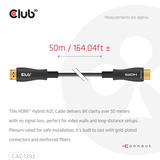 Club 3D HDMI hybride AOC kabel Zwart, 50 meter