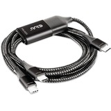 Club 3D USB-C naar 2x USB-C splitterkabel Zwart, 1,83 meter, Max. 100 W