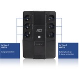 ACT Connectivity Line Interactive UPS 600VA - met 6 geaarde stopcontacten Zwart
