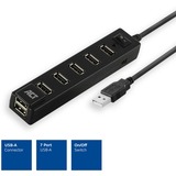 ACT Connectivity USB Hub 7 port met aan- en uit schakelaar usb-hub Zwart