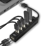 ACT Connectivity USB Hub 7 port met aan- en uit schakelaar usb-hub Zwart