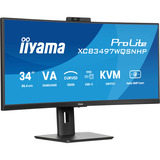 iiyama ProLite XCB3497WQSNPH-B1 34" Curved UltraWide monitor Zwart, 120 Hz, HDMI, DisplayPort, USB-C, LAN, FreeSync, Webcam