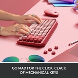 Logitech POP Keys - HEARTBREAKER, toetsenbord Lichtrood/wit, US lay-out, GX Brown, Bluetooth