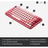 Logitech POP Keys - HEARTBREAKER, toetsenbord Lichtrood/wit, US-International, GX Brown, Bluetooth