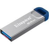 Kingston DataTraveler Kyson USB Flash Drive 64 GB usb-stick Zilver/blauw, USB-A 3.2 (5 Gbit/s)