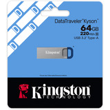 Kingston DataTraveler Kyson USB Flash Drive 64 GB usb-stick Zilver/blauw, USB-A 3.2 (5 Gbit/s)