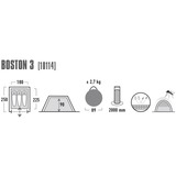 High Peak Boston 3 tent Aluminium/donkergrijs